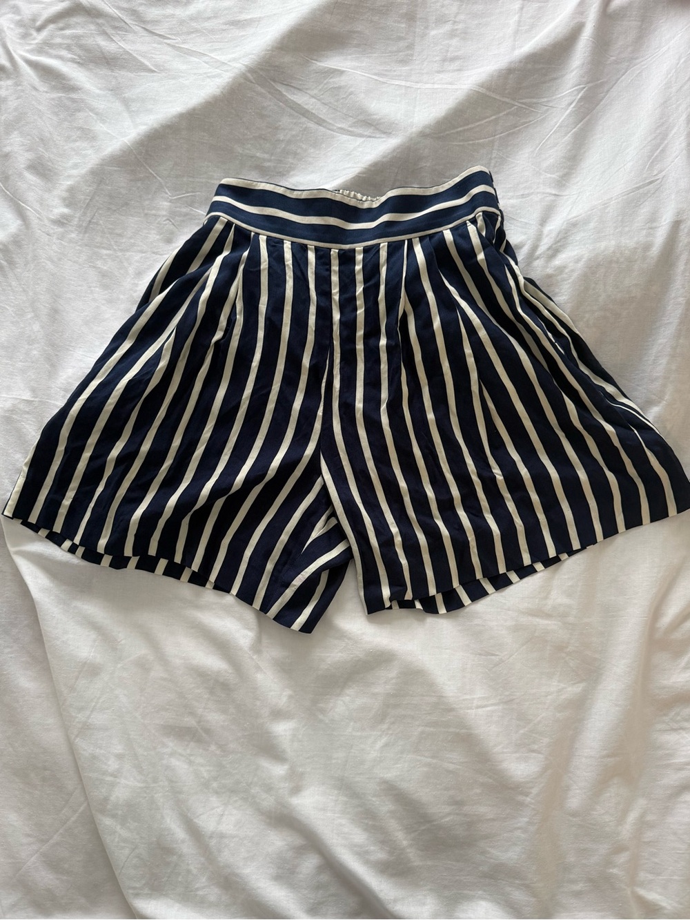 H&M Navy and White Vertical Stripe Bermuda Shorts